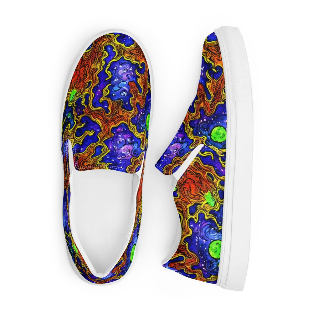 Electric Lava on Men's Slip-On Canvas Shoes — Front