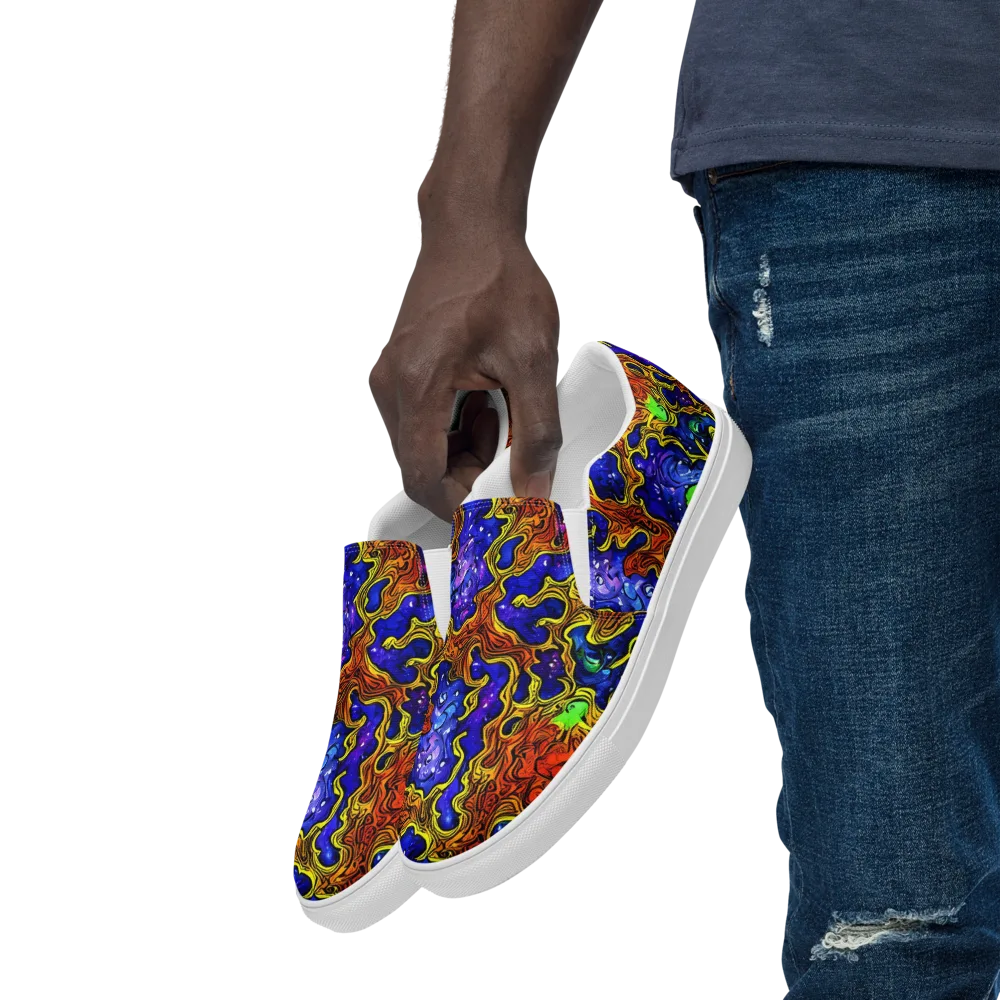 Electric Lava on Men's Slip-On Canvas Shoes — Left Front