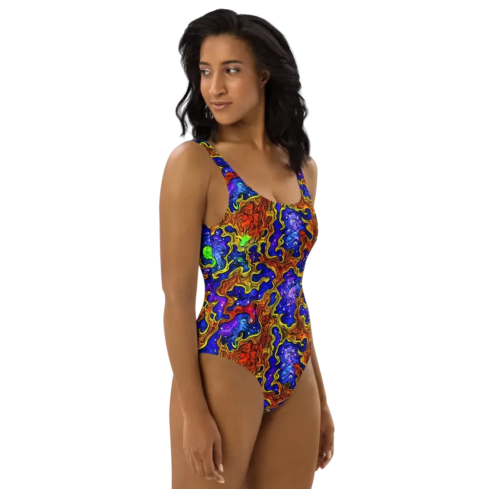 Electric Lava on One-Piece Swimsuit — Right