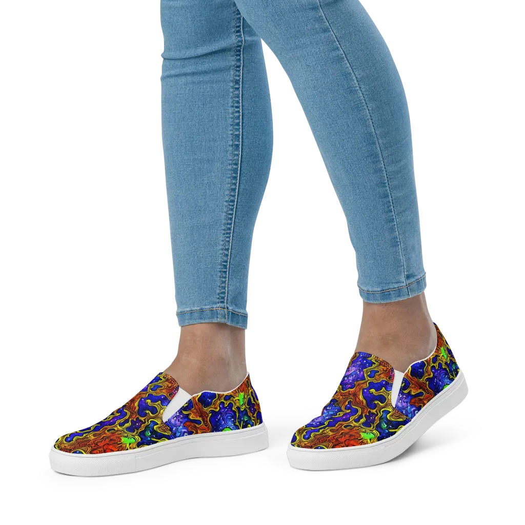 Electric Lava on Women's Slip-On Canvas Shoes — Front