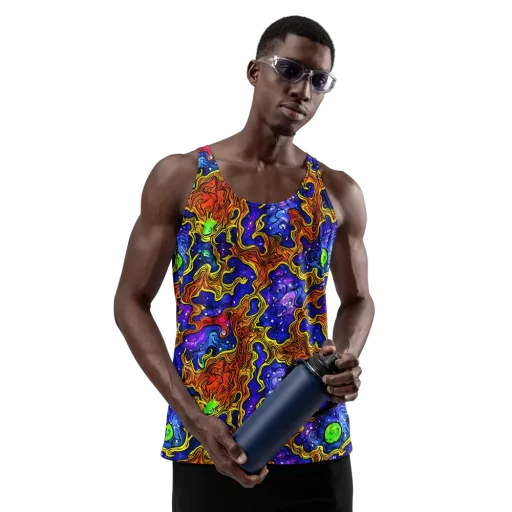 Electric Lava on a Men's Tank Top