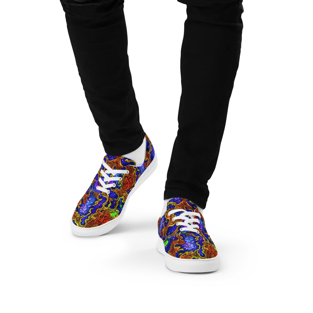 Electric Lava on Men's Lace-Up Canvas Shoes — Front