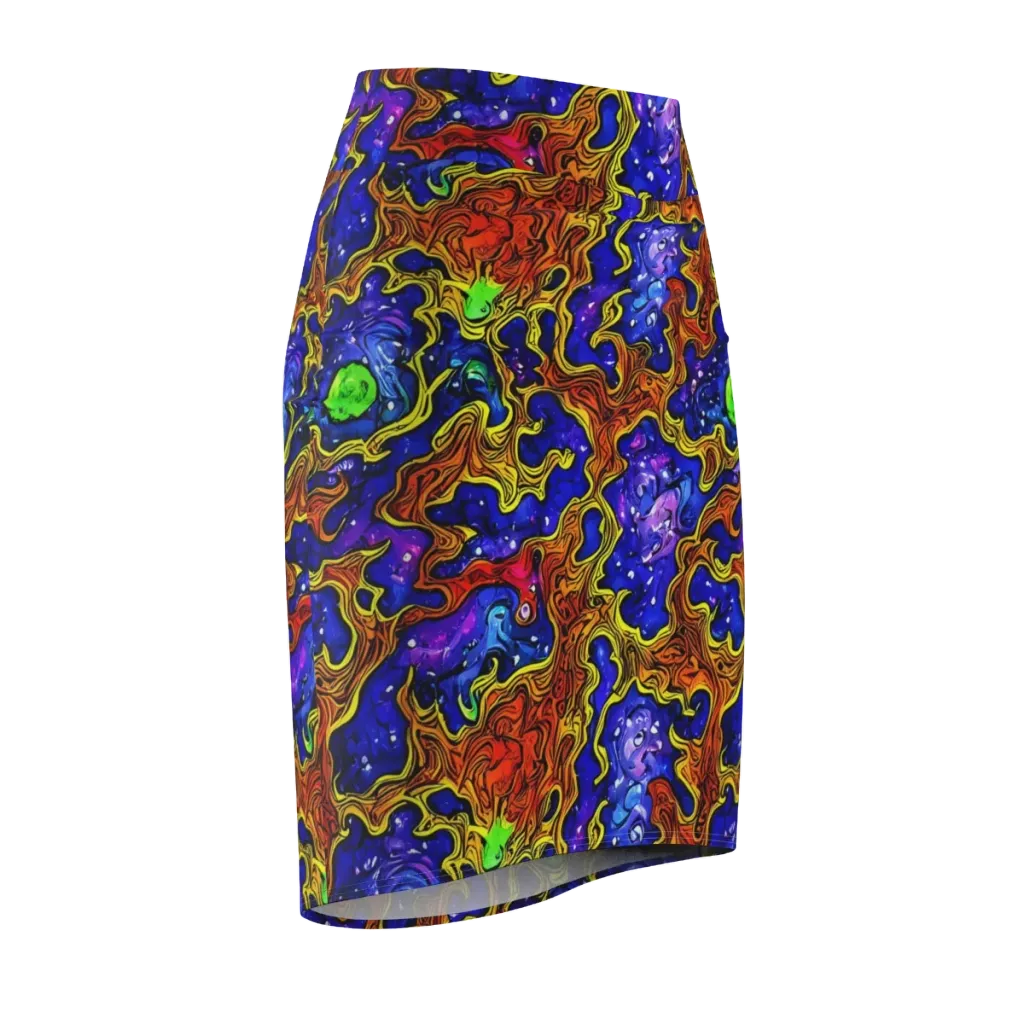 Electric Lava on Pencil Skirt — Front Side