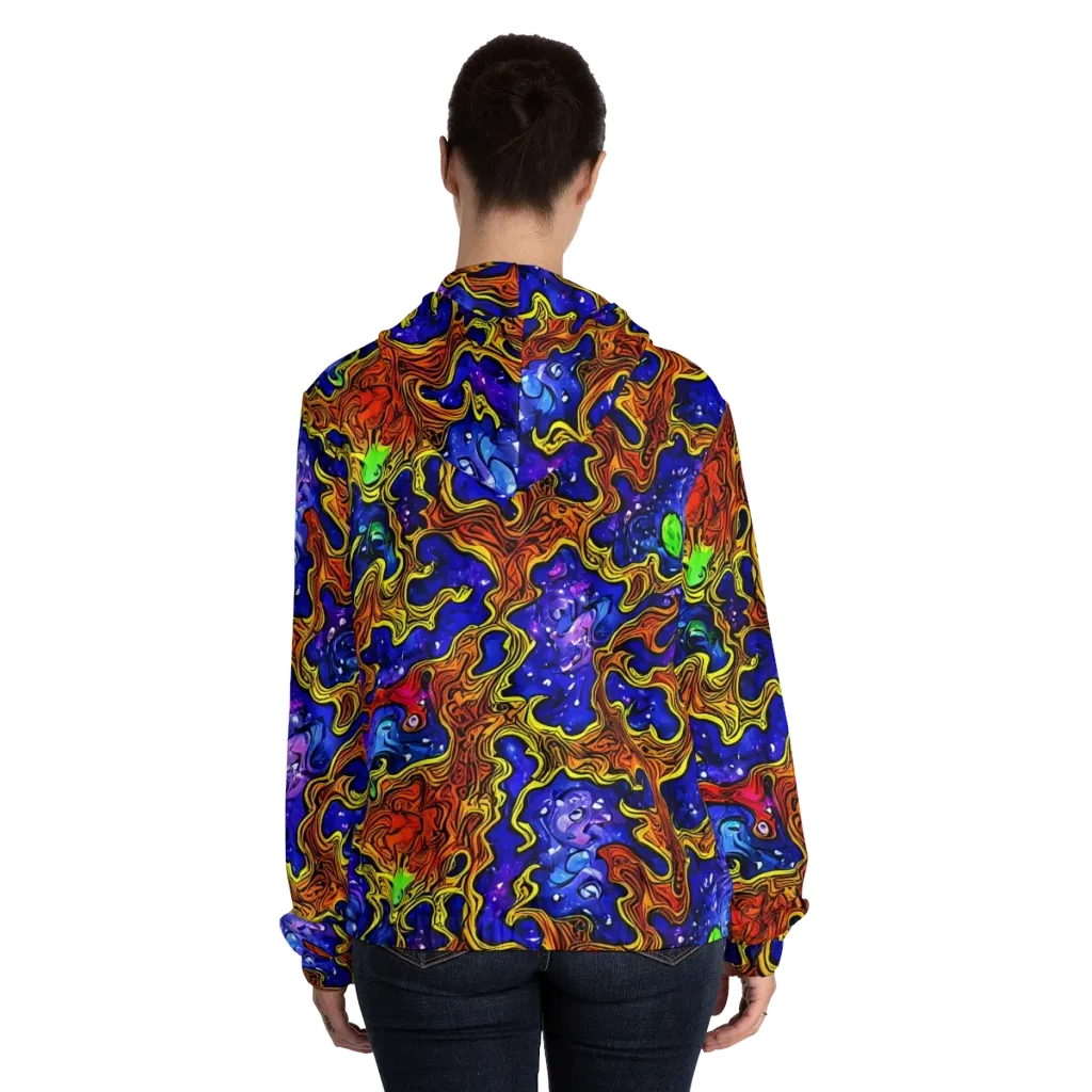 Electric Lava on Women's Full-Zip Hoodie — Back On Person