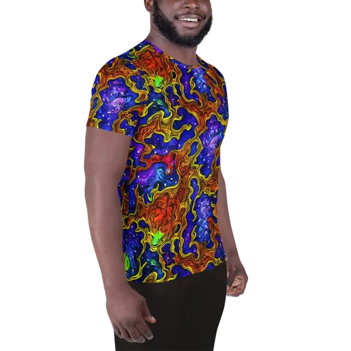 Electric Lava on a Men's Athletic T-Shirt