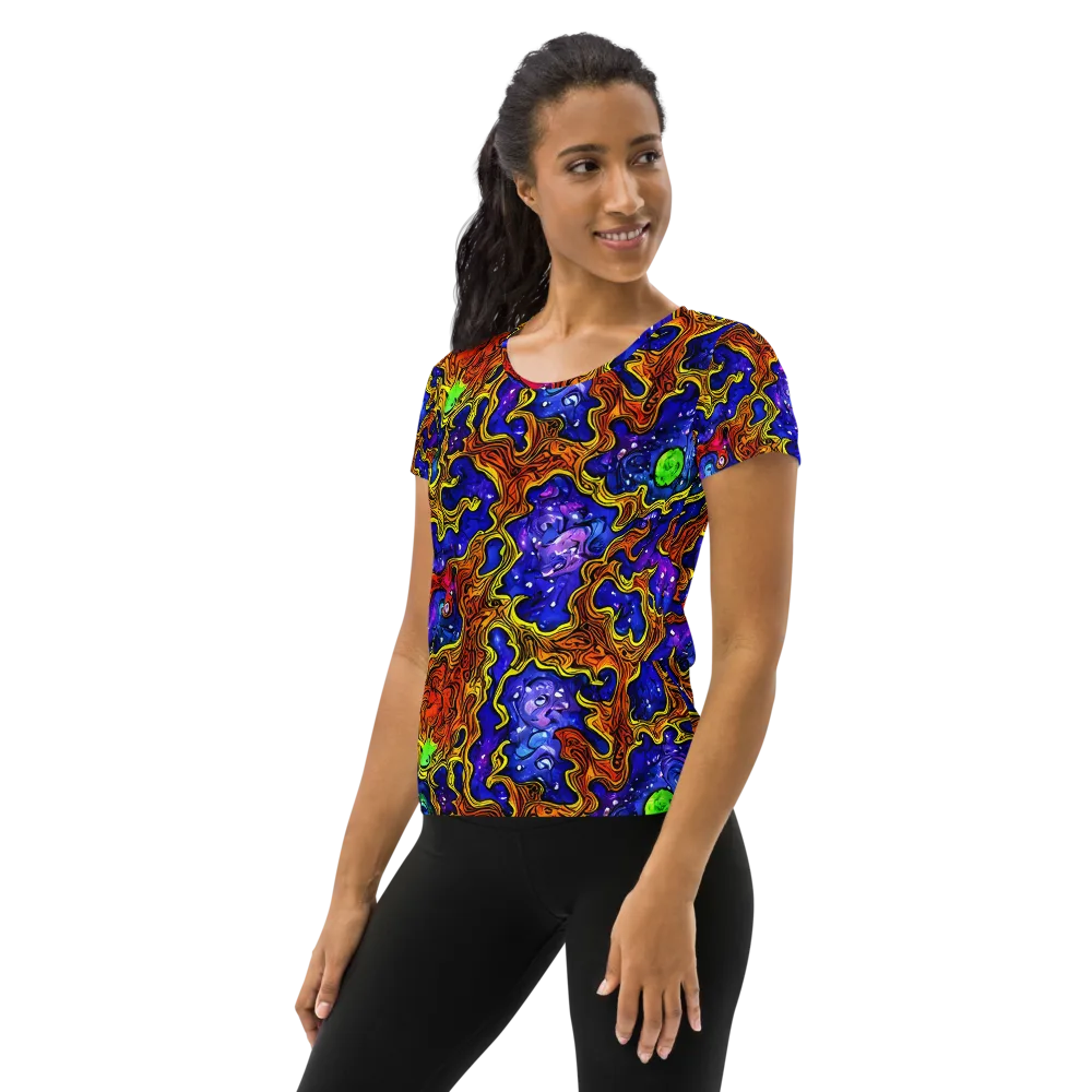 Electric Lava on Women's Athletic T-Shirt — Left