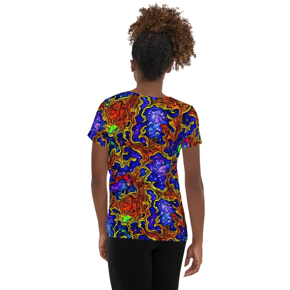 Electric Lava on Women's Athletic T-Shirt — Back