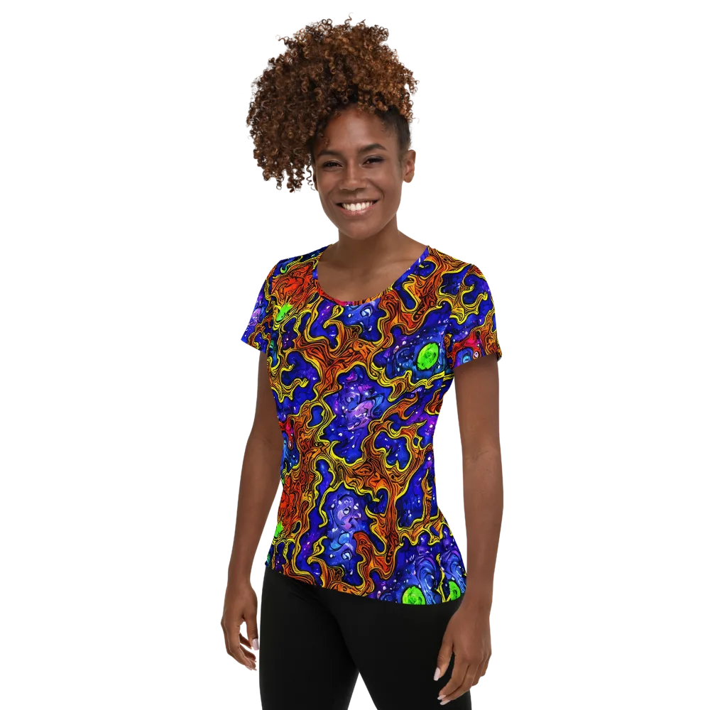 Electric Lava on Women's Athletic T-Shirt — Left