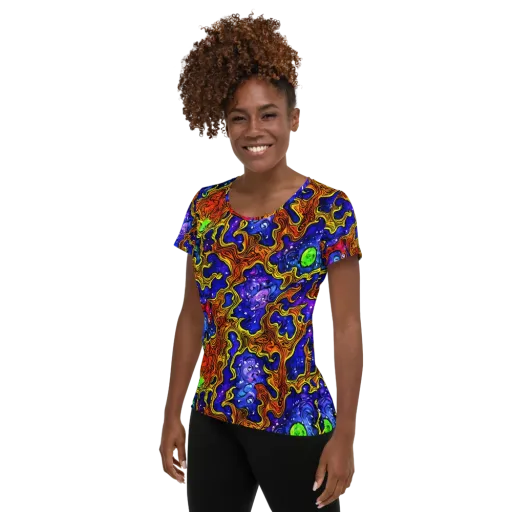 Electric Lava on a Women's Athletic T-Shirt