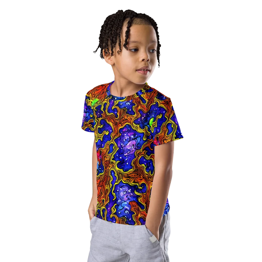 Electric Lava on Kids Crew Neck T-Shirt — Left Front