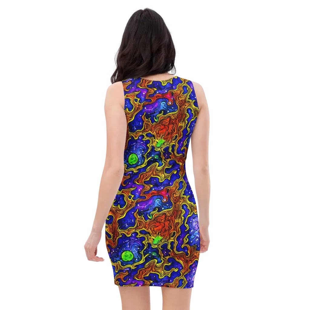 Electric Lava on Bodycon Dress — Back