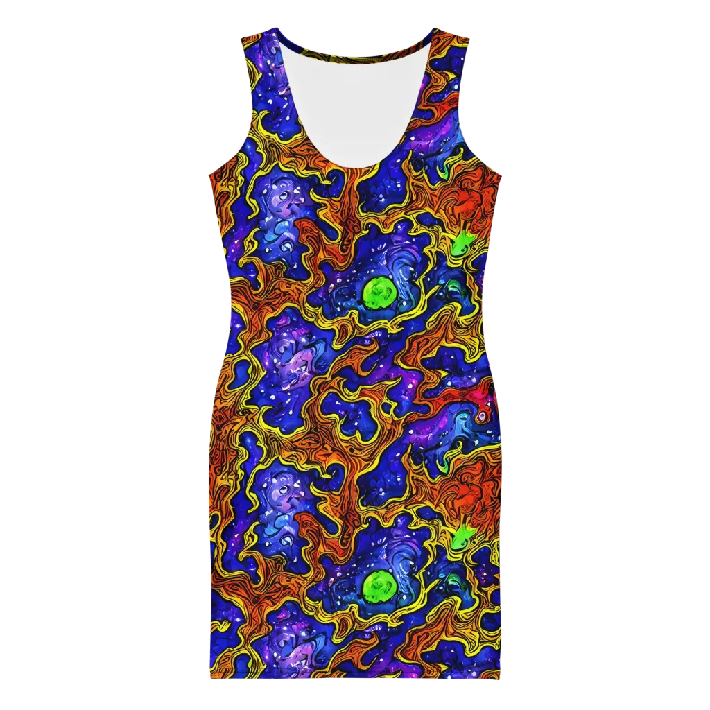 Electric Lava on Bodycon Dress — Front