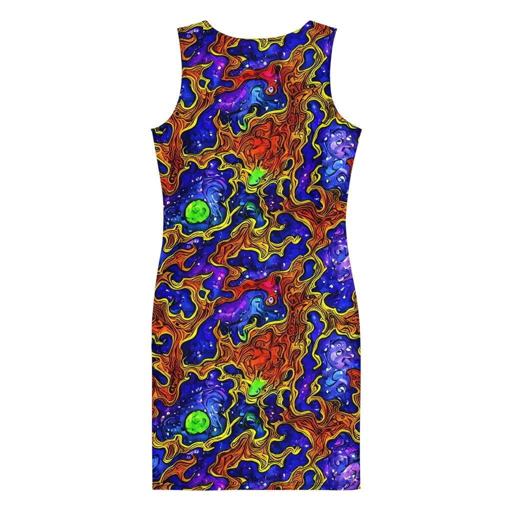Electric Lava on Bodycon Dress — Back