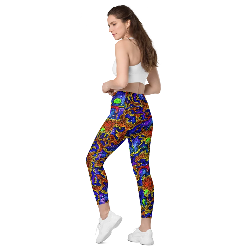 Electric Lava on Leggings with Pockets — Left Back