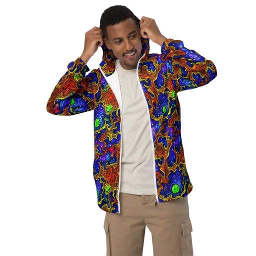 Electric Lava on a Men's Windbreaker