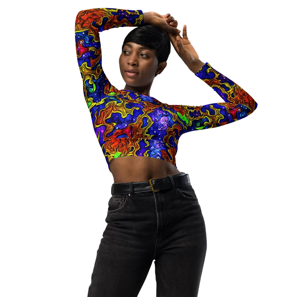 Electric Lava on Long Sleeve Crop Top — Front