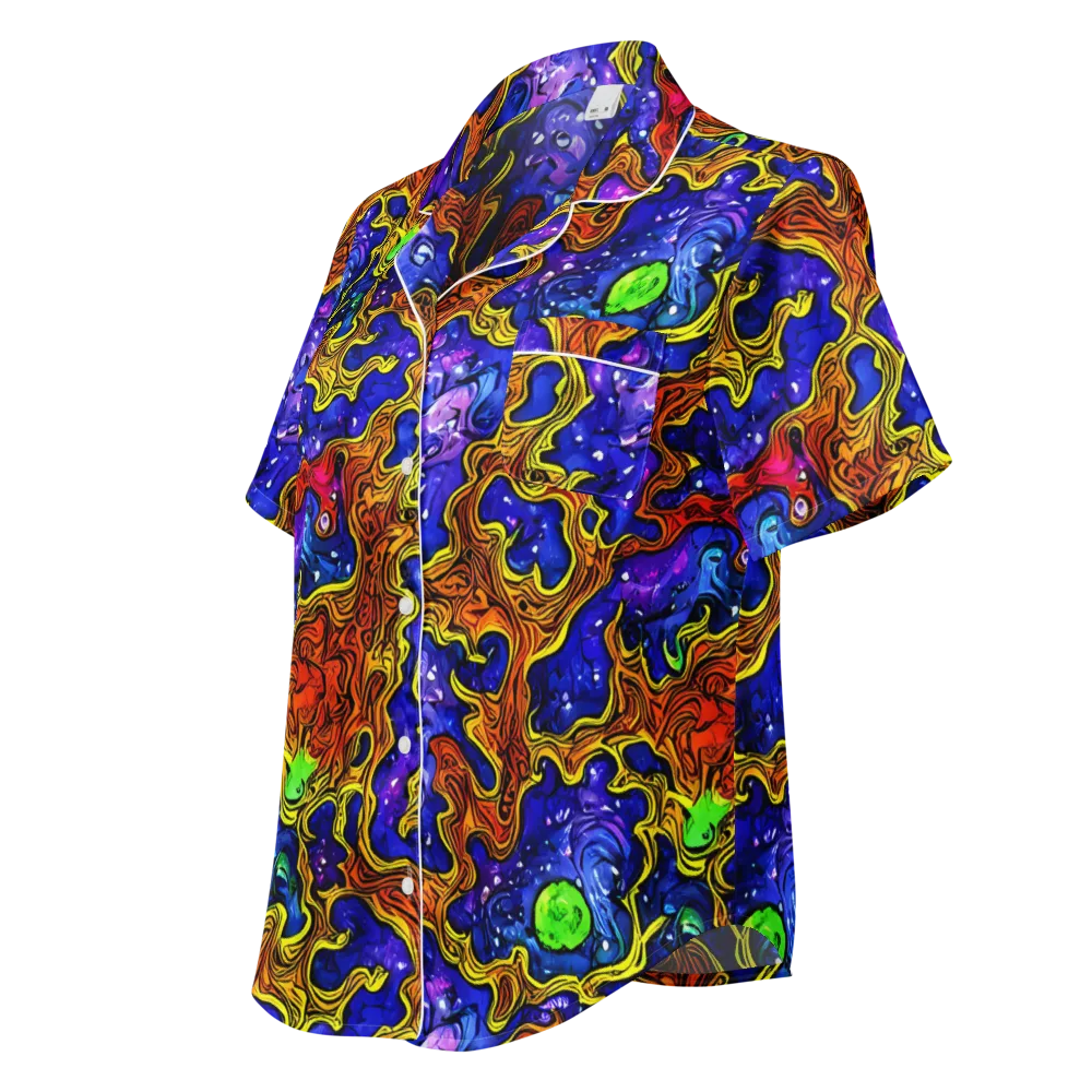 Electric Lava on Women's Short Sleeve Pajama Top — Left Front
