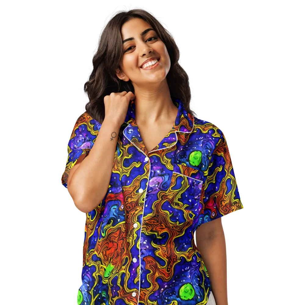 Electric Lava on Women's Short Sleeve Pajama Top — Front