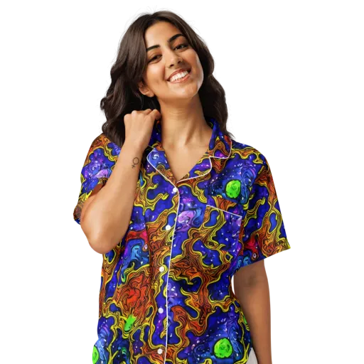 Electric Lava on a Women's Short Sleeve Pajama Top