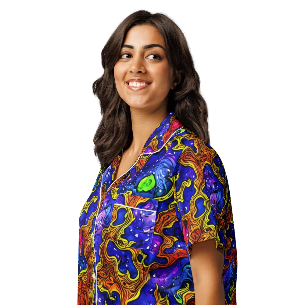 Electric Lava on Women's Short Sleeve Pajama Top — Left Front