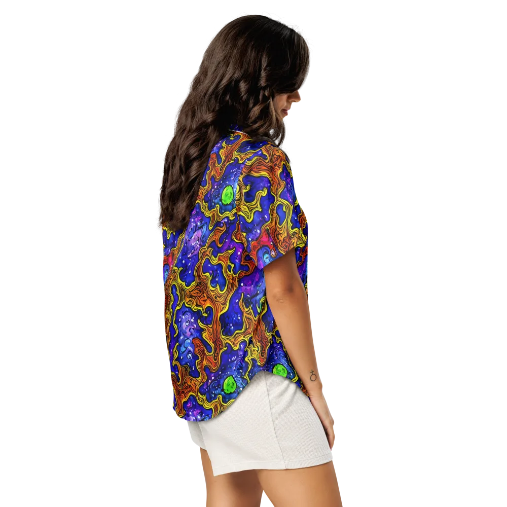 Electric Lava on Women's Short Sleeve Pajama Top — Right Back
