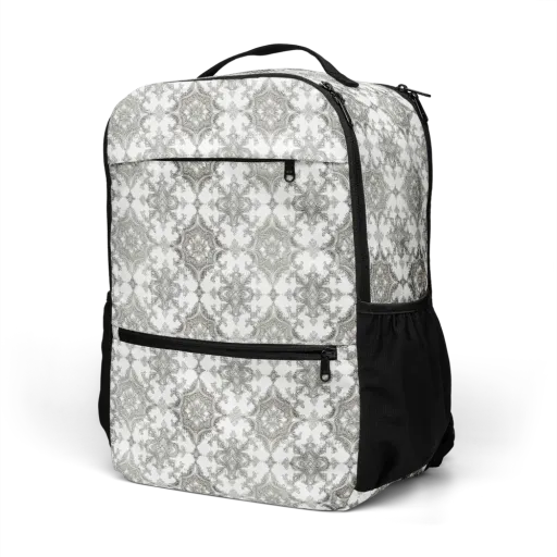 Silver Damask on a Utility Backpack