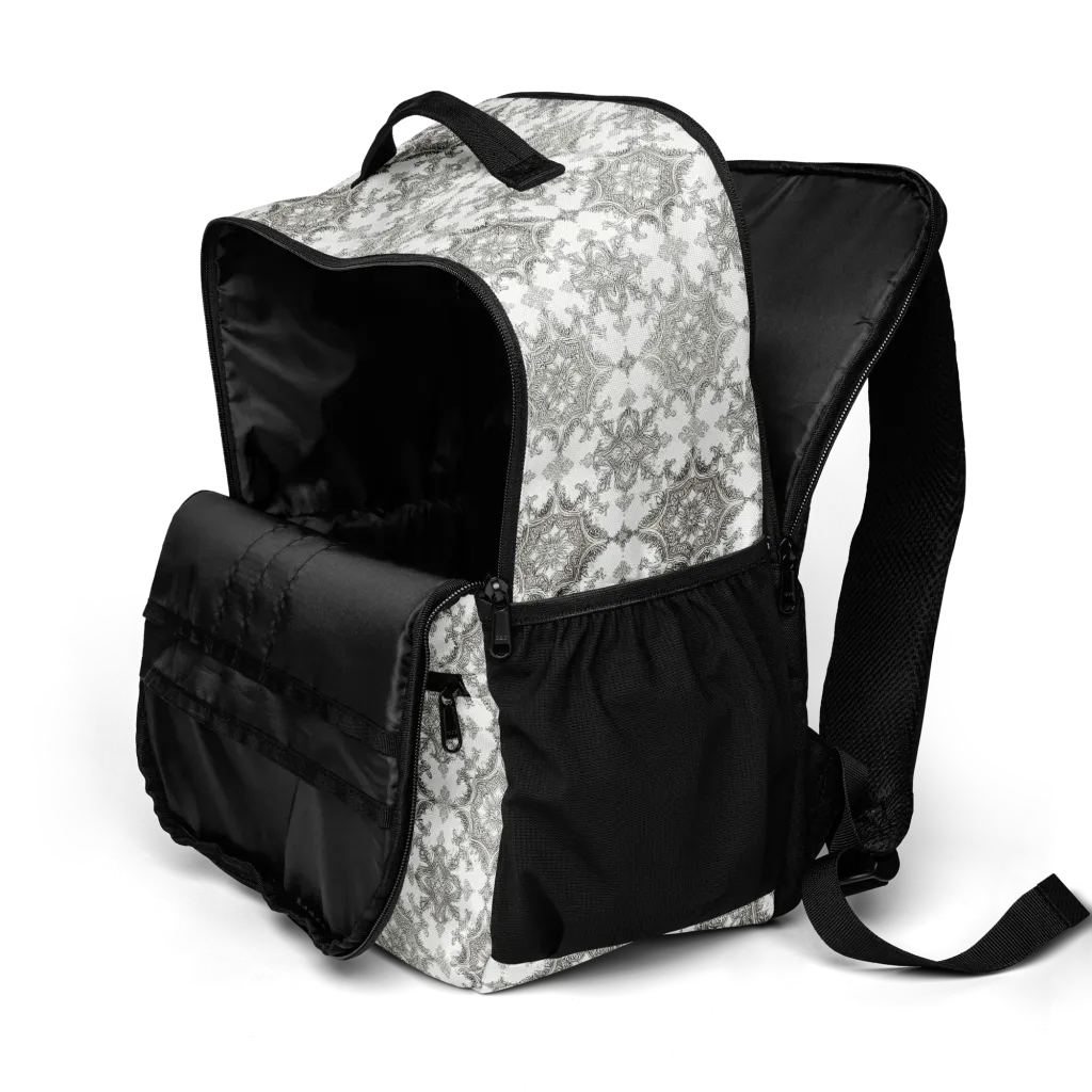 Silver Damask on Utility Backpack — Product details 2