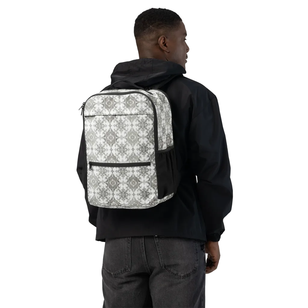 Silver Damask on Utility Backpack — Back