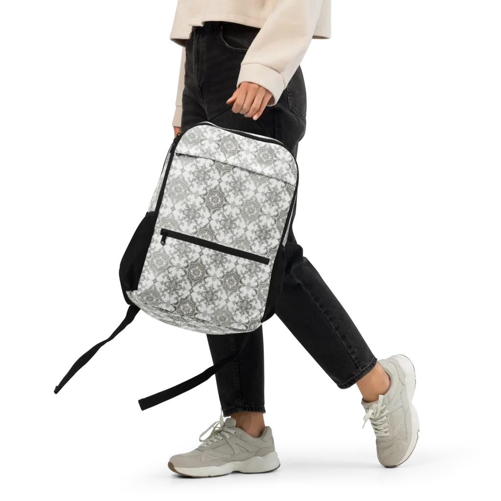 Silver Damask on Utility Backpack — Front