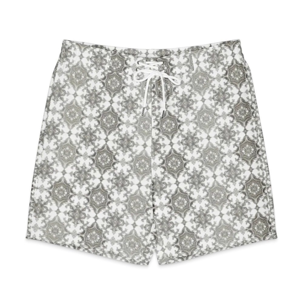 Silver Damask on Men's Board Shorts — Front