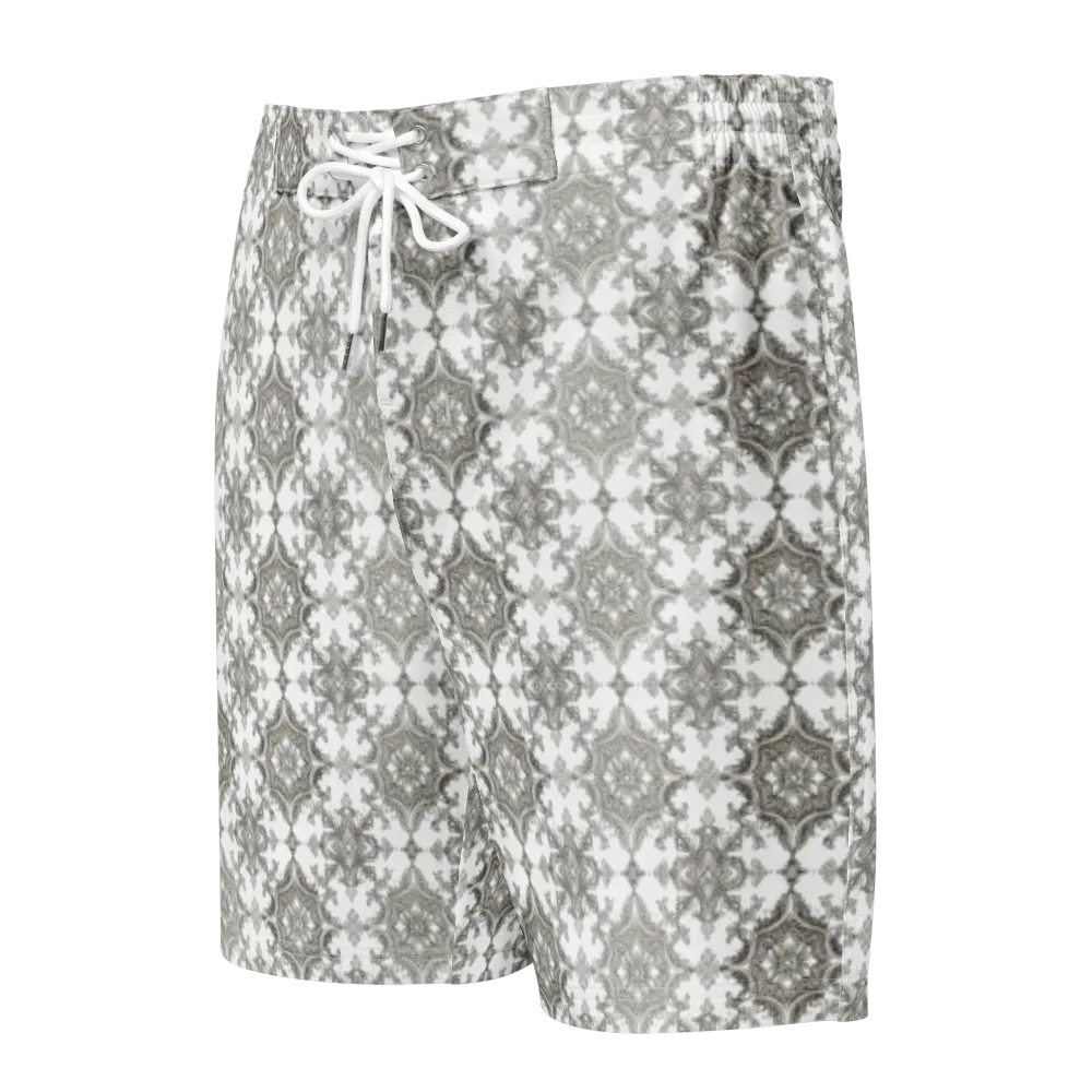Silver Damask on Men's Board Shorts — Front
