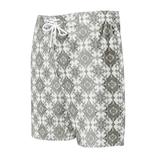 Silver Damask on a Men's Board Shorts