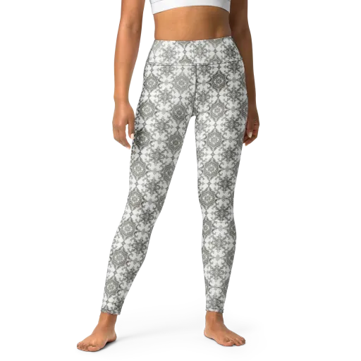 Silver Damask on a Yoga Leggings