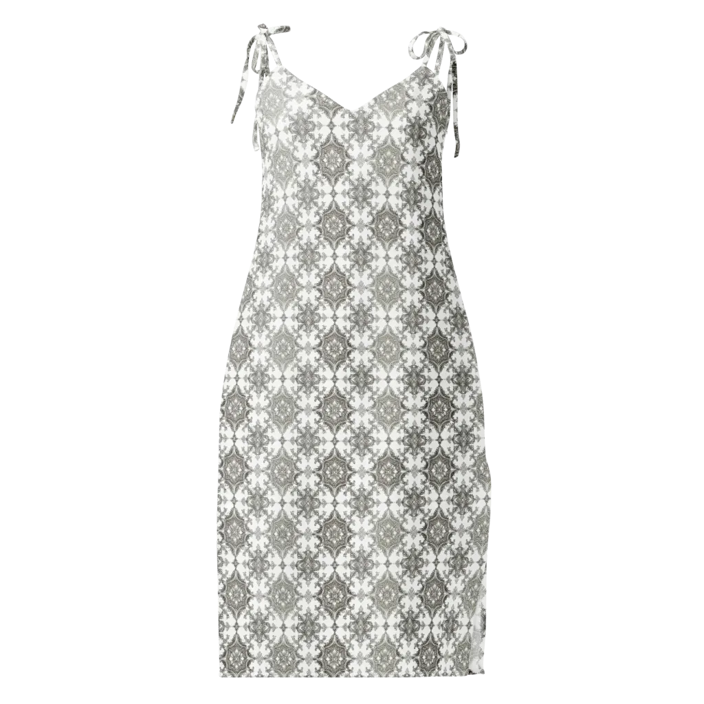 Silver Damask on Slip Dress — Front