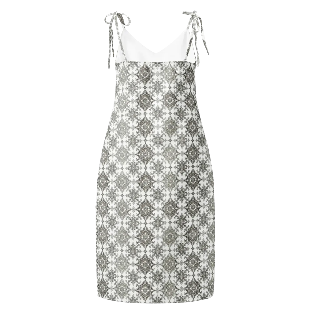 Silver Damask on Slip Dress — Back
