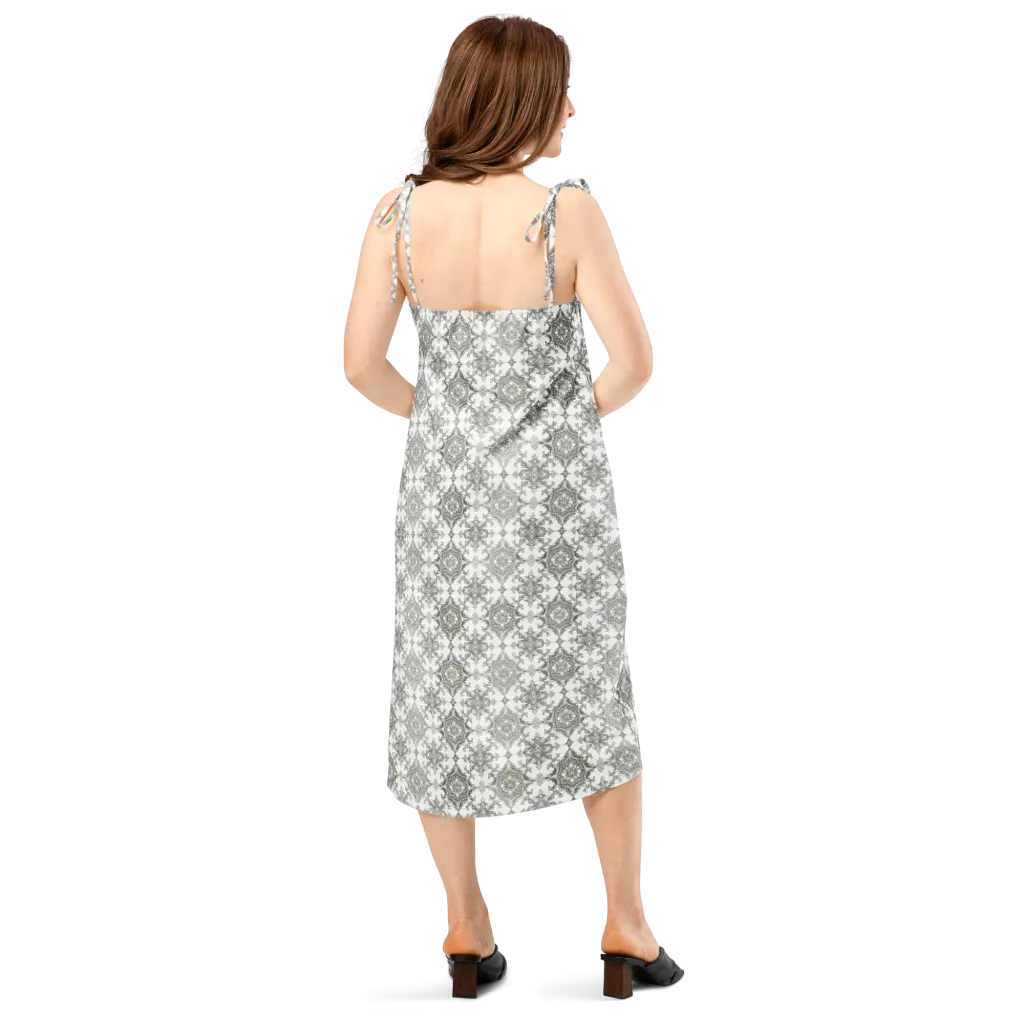 Silver Damask on Slip Dress — Back