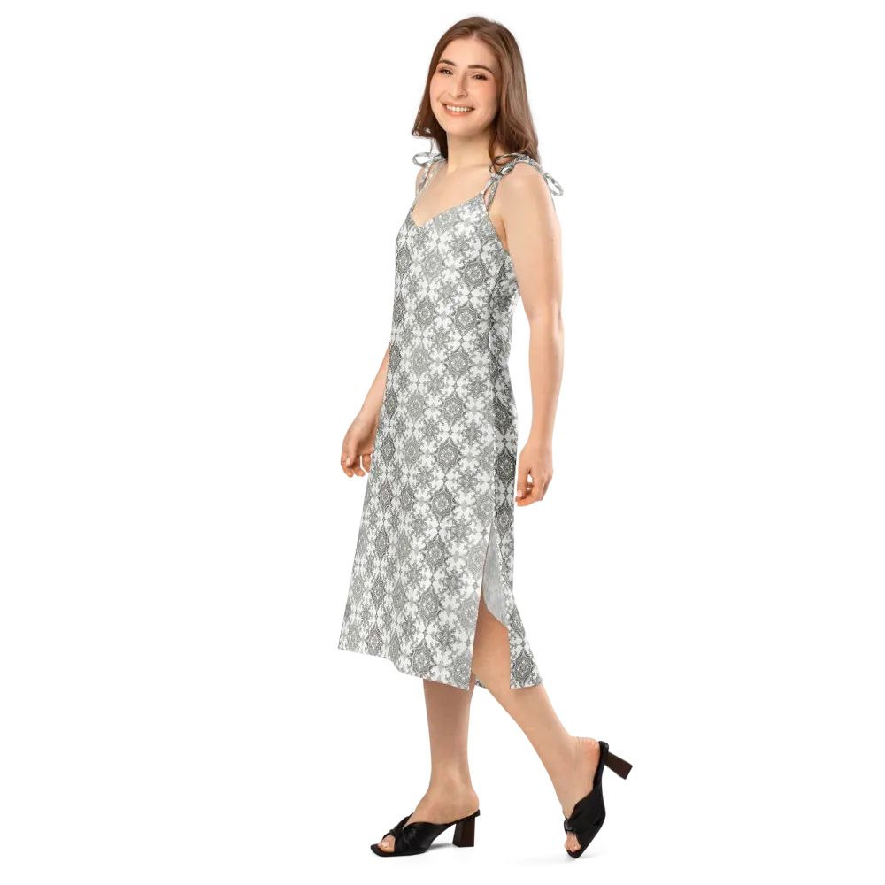 Silver Damask on Slip Dress — Left Front