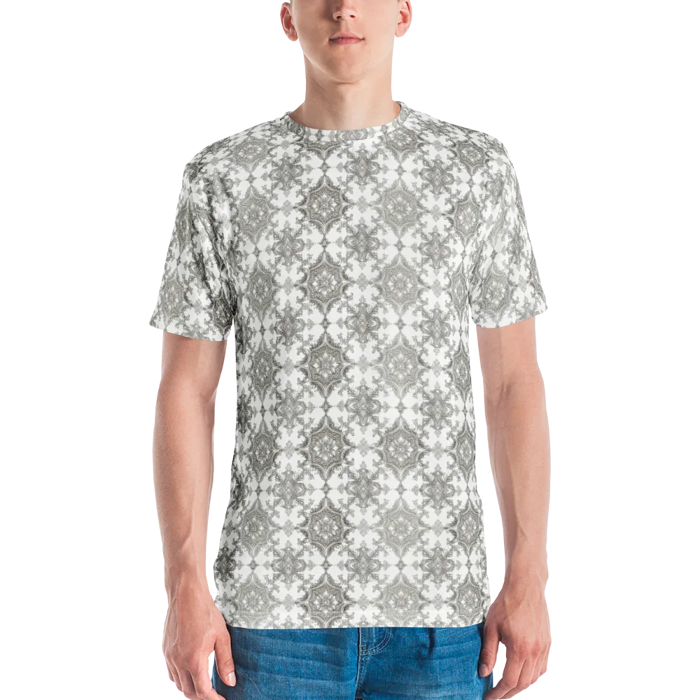 Silver Damask on Men's Crew Neck T-Shirt — Front