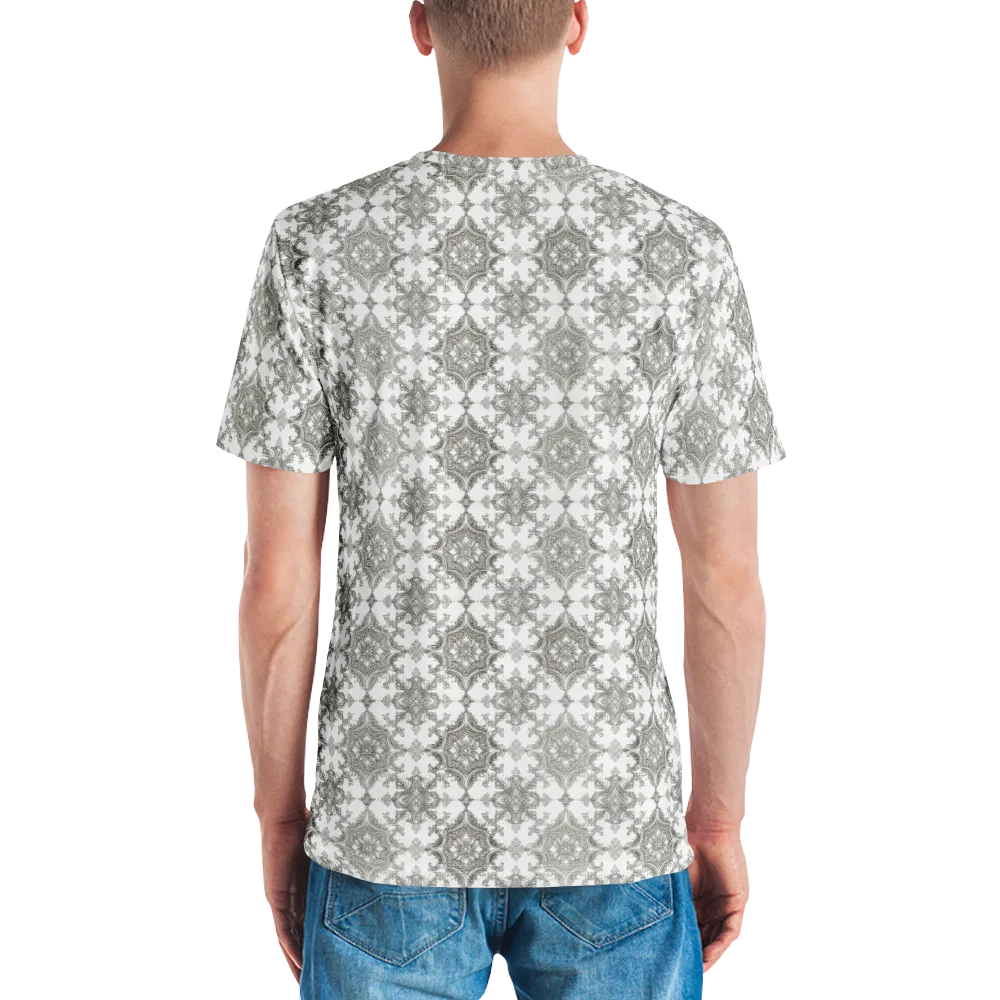 Silver Damask on Men's Crew Neck T-Shirt — Back