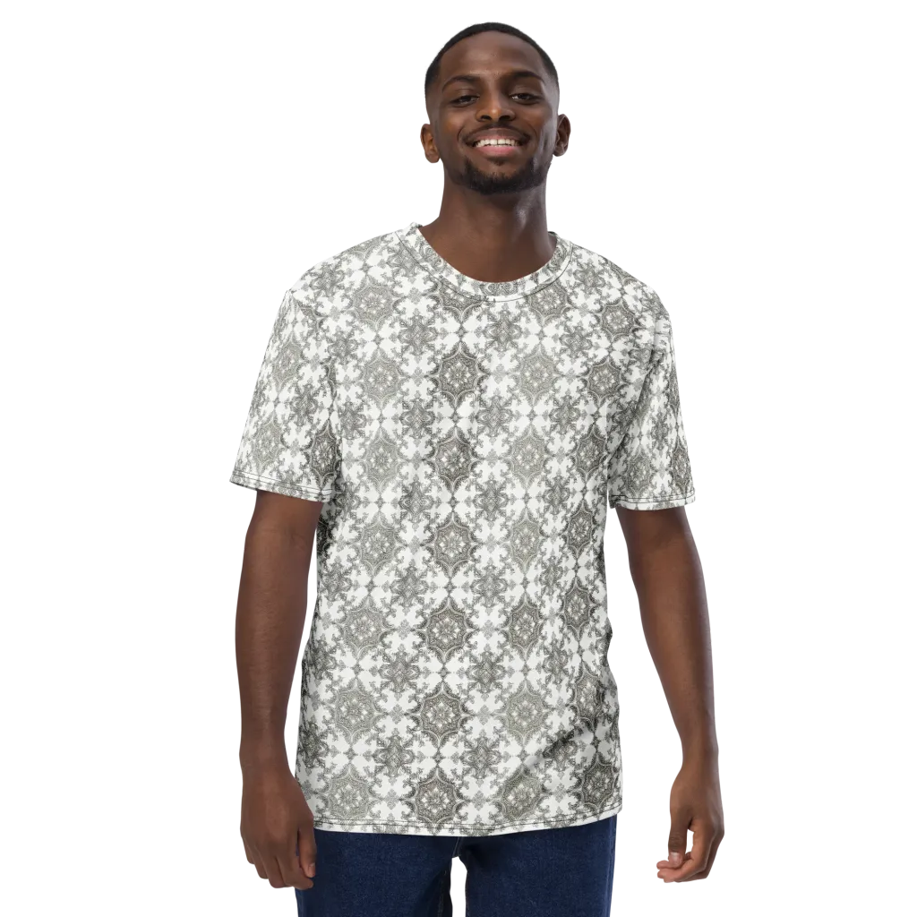 Silver Damask on Men's Crew Neck T-Shirt — Front