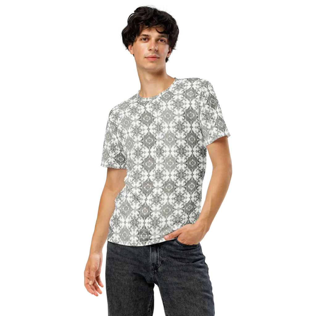 Silver Damask on Men's Crew Neck T-Shirt — Front