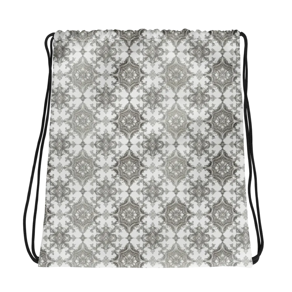 Silver Damask on Drawstring Bag — Photo