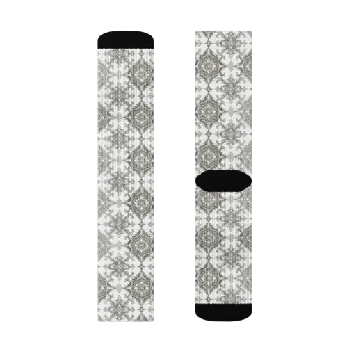 Silver Damask on a Socks