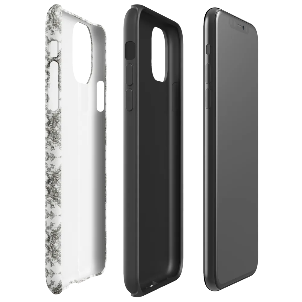 Silver Damask on Tough Case for iPhone® — Right