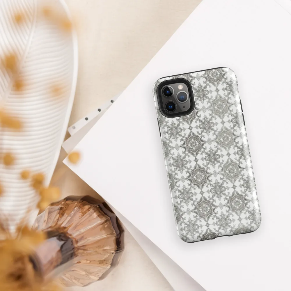 Silver Damask on Tough Case for iPhone® — Front