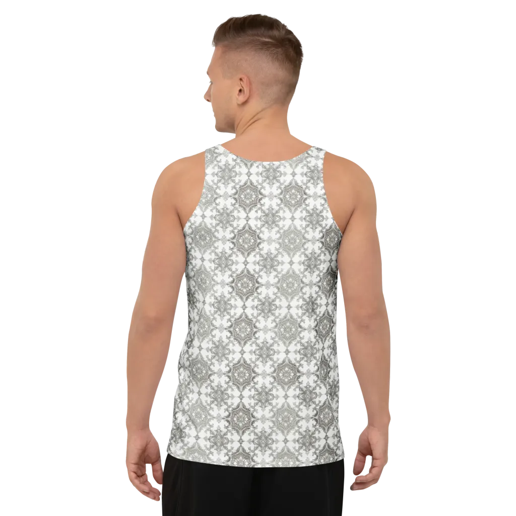 Silver Damask on Men's Tank Top — Back