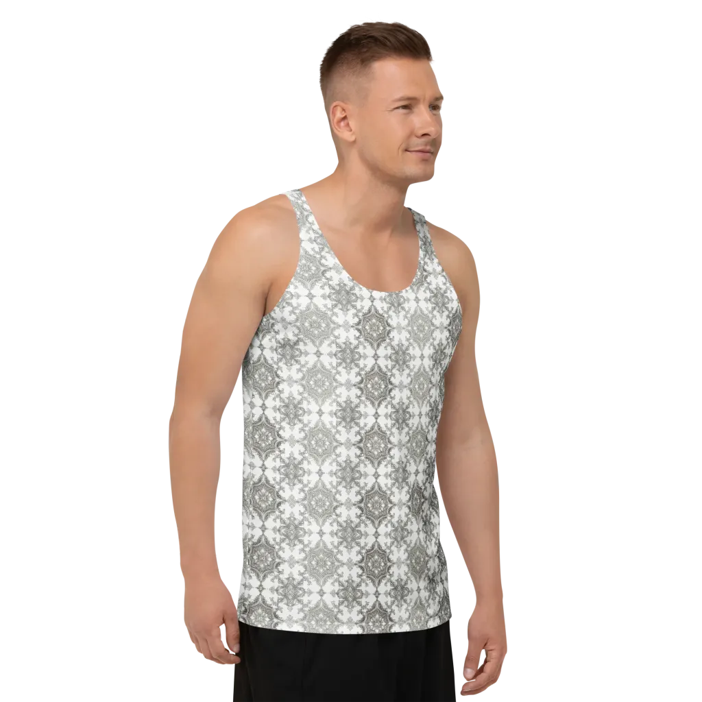 Silver Damask on Men's Tank Top — Right Front