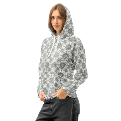 Silver Damask on a Cotton Hoodie
