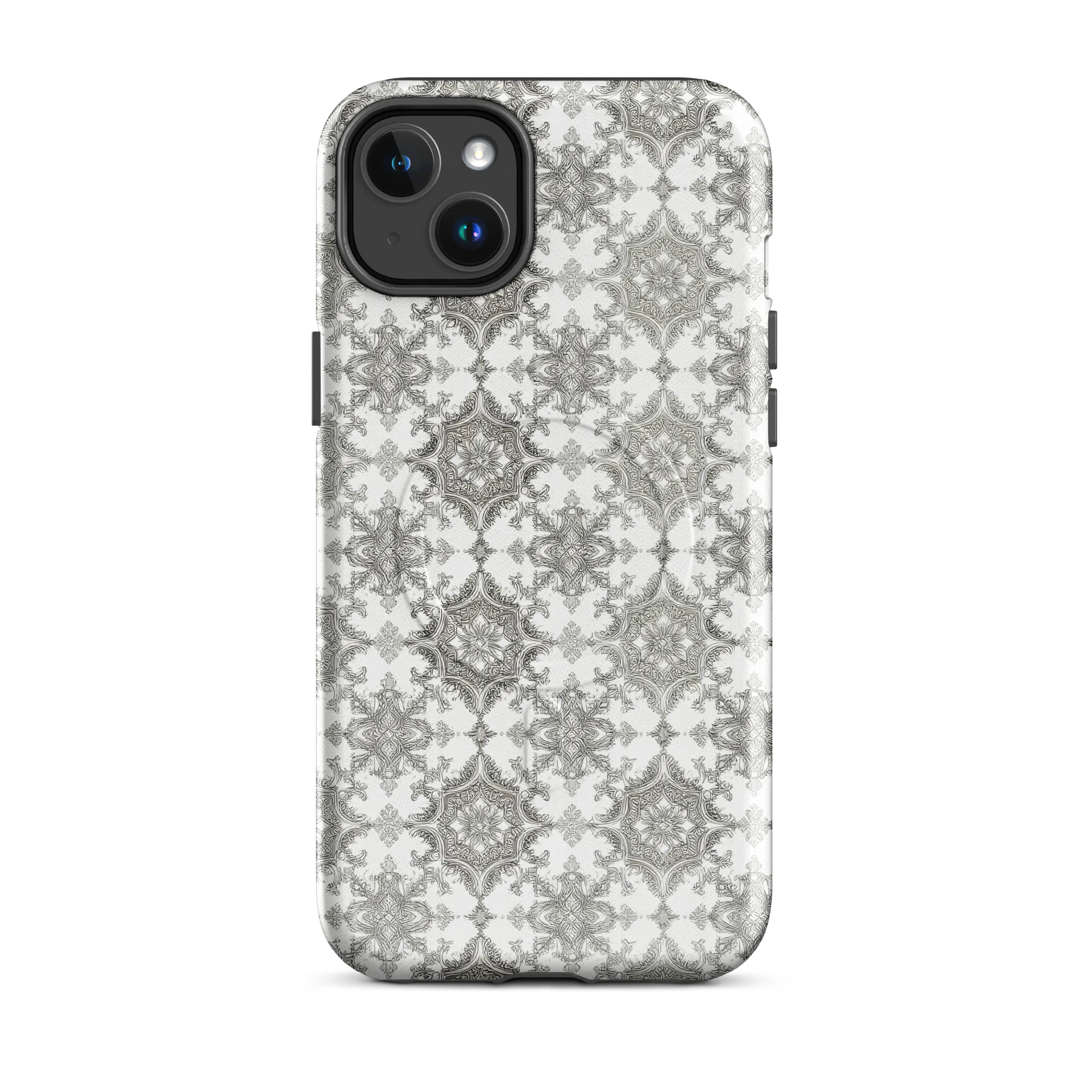 Silver Damask on MagSafe Tough Case for iPhone® — Front