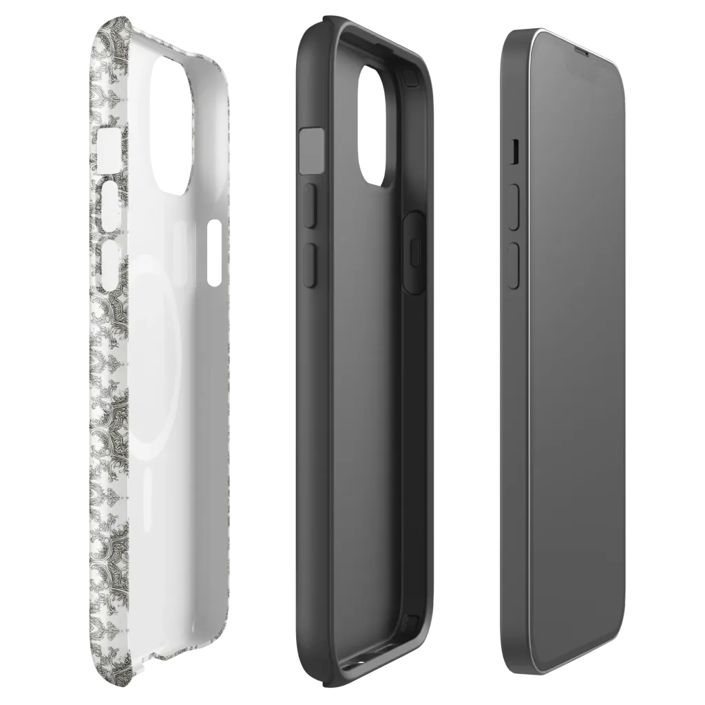 Silver Damask on MagSafe Tough Case for iPhone® — Front